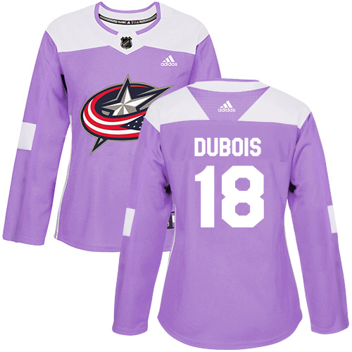 Adidas Columbus Blue Jackets #18 Pierre-Luc Dubois Purple Authentic Fights Cancer Women's Stitched Jersey Womens