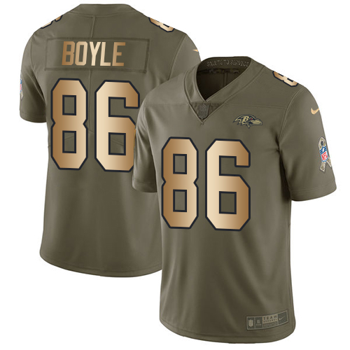 Baltimore Ravens #86 Nick Boyle Olive/Gold Men's Stitched Limited 2017 Salute To Service Jersey Men's
