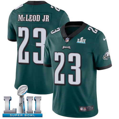 Philadelphia Eagles #23 Rodney McLeod Jr Midnight Green Team Color Super Bowl LII Men's Stitched Vapor Untouchable Limited Jersey Men's