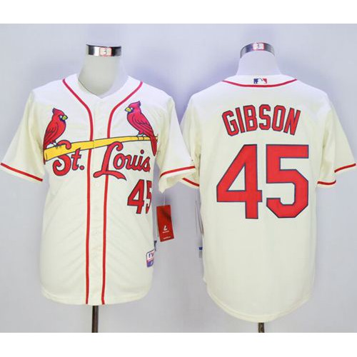 St.Louis Cardinals #45 Bob Gibson Cream Cool Base Stitched Jersey Men's
