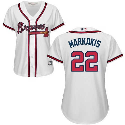 Atlanta Braves #22 Nick Markakis White Home Women's Stitched Jersey Womens