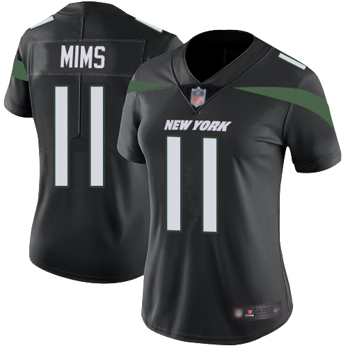New York Jets #11 Denzel Mim Black Alternate Women's Stitched Vapor Untouchable Limited Jersey Womens