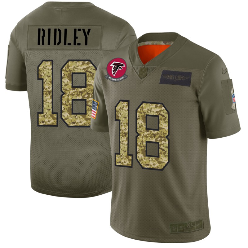 Atlanta Falcons #18 Calvin Ridley Men's 2019 Olive Camo Salute To Service Limited Jersey