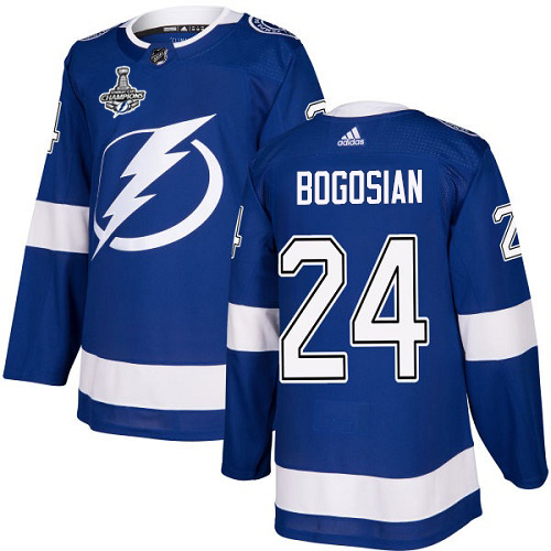 Adidas Tampa Bay Lightning #24 Zach Bogosian Blue Home Authentic 2020 Stanley Cup Champions Stitched Jersey Men's
