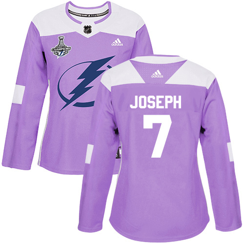 Adidas Tampa Bay Lightning #7 Mathieu Joseph Purple Authentic Fights Cancer Women's 2020 Stanley Cup Champions Stitched Jersey Womens