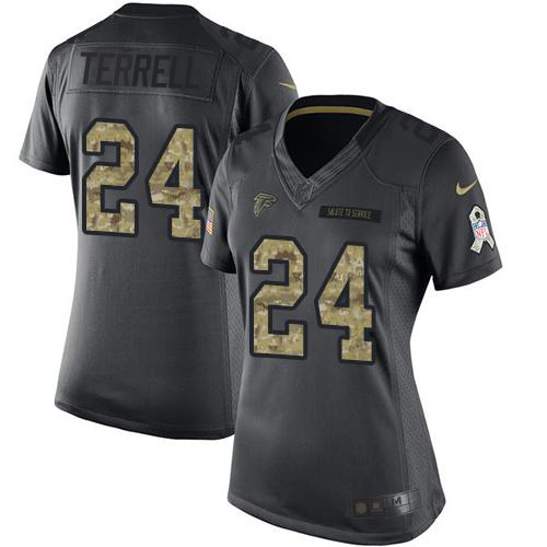 Atlanta Falcons #24 A.J. Terrell Black Women's Stitched Limited 2016 Salute to Service Jersey Womens