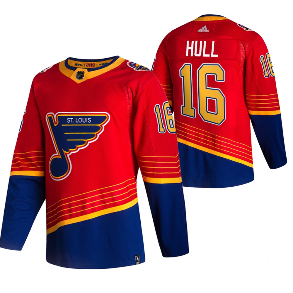 St. Louis Blues #16 Brett Hull Red Men's Adidas 2020-21 Reverse Retro Alternate Jersey