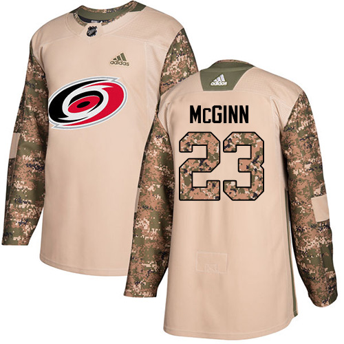 Adidas Carolina Hurricanes #23 Brock McGinn Camo Authentic 2017 Veterans Day Stitched Jersey Men's