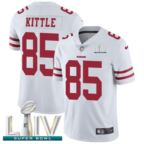 49ers #85 George Kittle White Super Bowl LIV 2020 Men's Stitched Vapor Untouchable Limited Jersey