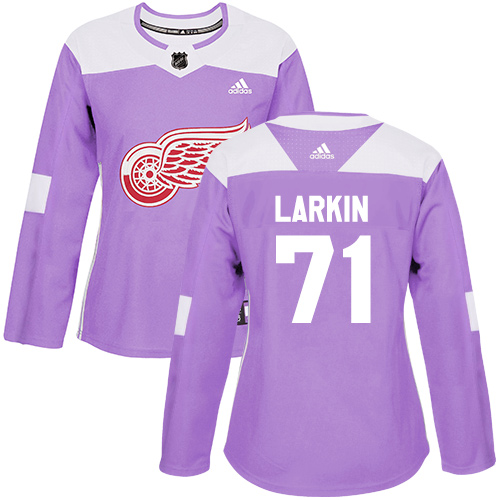Adidas Detroit Red Wings #71 Dylan Larkin Purple Authentic Fights Cancer Women's Stitched Jersey Womens