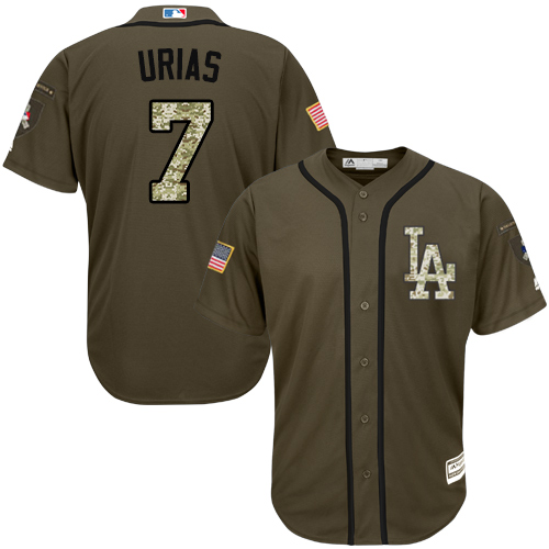 Los Angeles Dodgers #7 Julio Urias Green Salute to Service Stitched Youth Jersey Youth