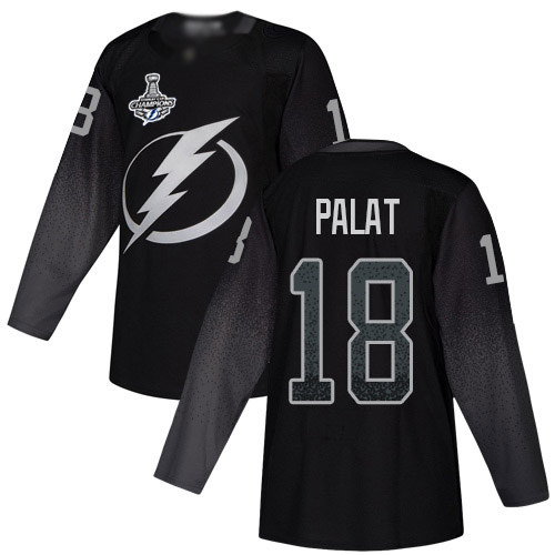 Adidas Tampa Bay Lightning #18 Ondrej Palat Black Alternate Authentic Youth 2020 Stanley Cup Champions Stitched Jersey Youth