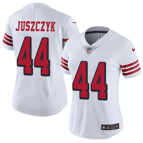 49ers #44 Kyle Juszczyk White Rush Women's Stitched Vapor Untouchable Limited Jersey