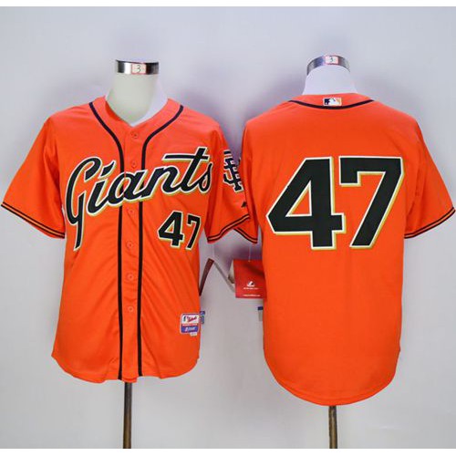 San Francisco Giants #47 Johnny Cueto Orange Alternate Cool Base Stitched Jersey Men's