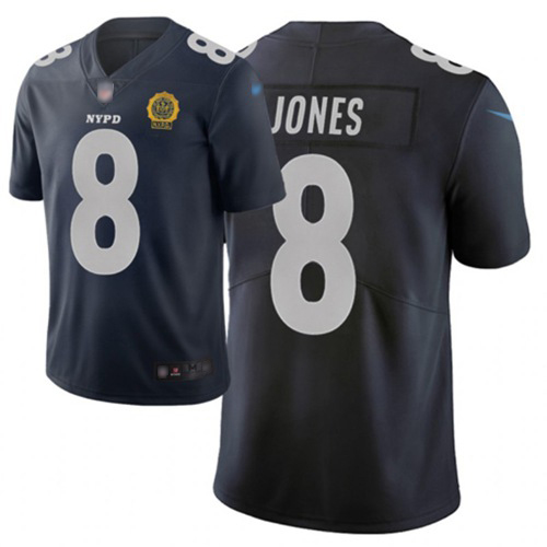 Giants #8 Daniel Jones Navy Men's Stitched Limited City Edition Jersey