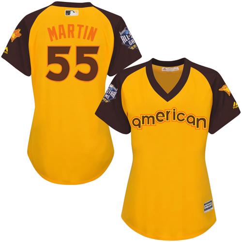 Toronto Blue Jays #55 Russell Martin Gold 2016 All-Star American League Women's Stitched Jersey Womens
