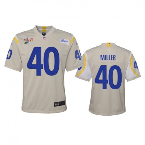 Los Angeles Los Angeles Rams #40 Von Miller Youth Super Bowl LVI Patch Game Jersey - Bone Youth