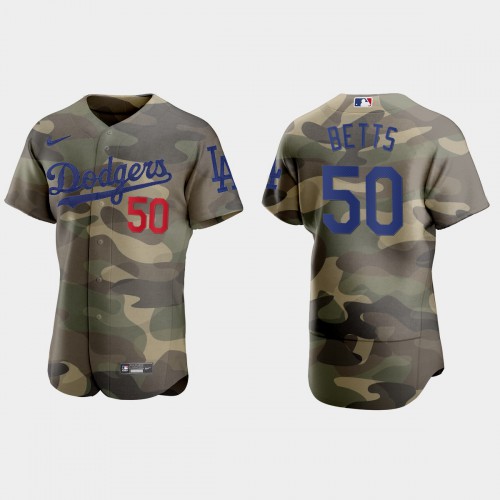 Los Angeles Los Angeles Dodgers #50 Mookie Betts Men's 2021 Armed Forces Day Authentic Jersey -Camo Men's