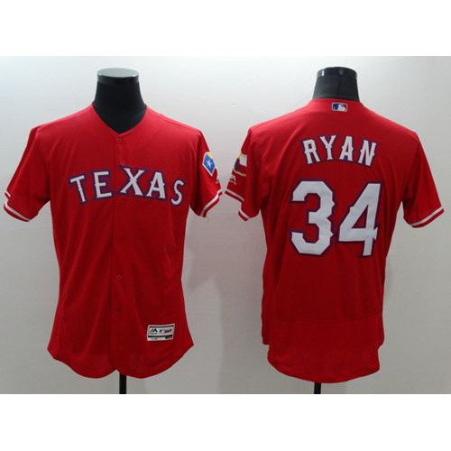 Texas Rangers #34 Nolan Ryan Red Flexbase Authentic Collection Stitched Jersey Men's