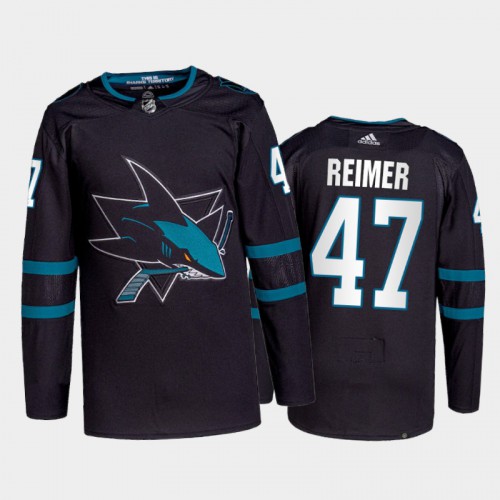Adidas San Jose Sharks #47 James Reimer Men's 2021-22 Alternate Authentic Jersey - Black Men's