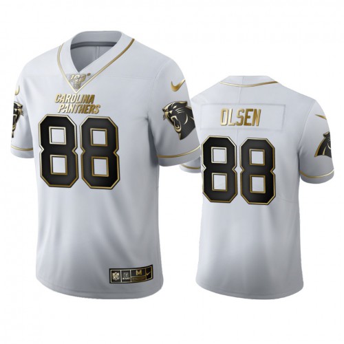 Carolina Carolina Panthers #88 Greg Olsen Men's White Golden Edition Vapor Limited 100 Jersey Men's
