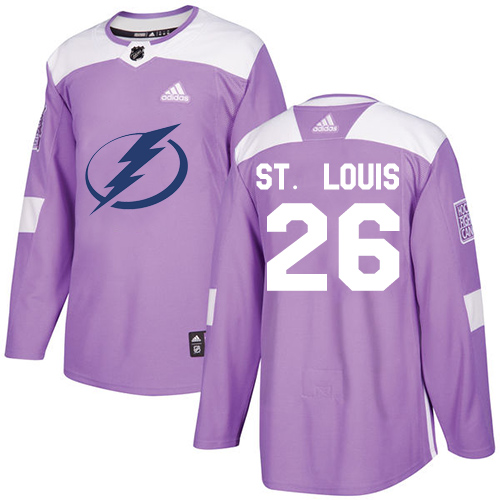 Adidas Tampa Bay Lightning #26 Martin St. Louis Purple Authentic Fights Cancer Stitched Jersey Men's
