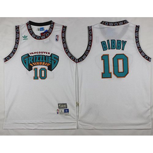 Memphis Grizzlies #10 Mike Bibby White Throwback Stitched Jersey Mens