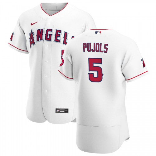 Los Angeles Los Angeles Angels #5 Albert Pujols Men's White Home 2020 Authentic Player Jersey Men's