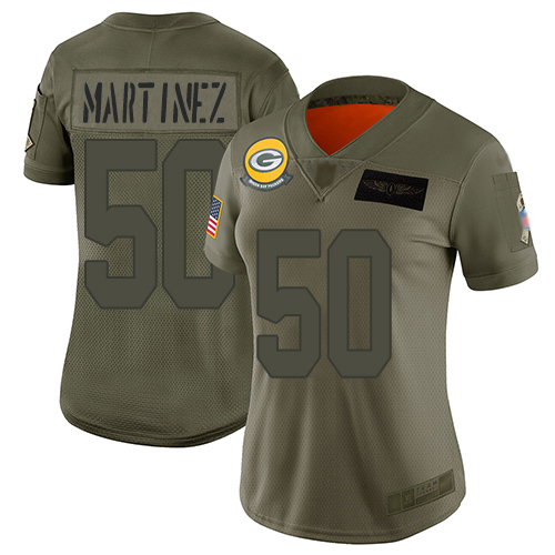 Green Bay Packers #50 Blake Martinez Camo Women's Stitched Limited 2019 Salute to Service Jersey Womens