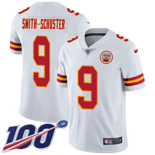 Chiefs #9 JuJu Smith-Schuster White Men's Stitched 100th Season Vapor Limited Jersey