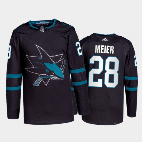 Adidas San Jose Sharks #28 Timo Meier Men's 2021-22 Alternate Authentic Jersey - Black Men's