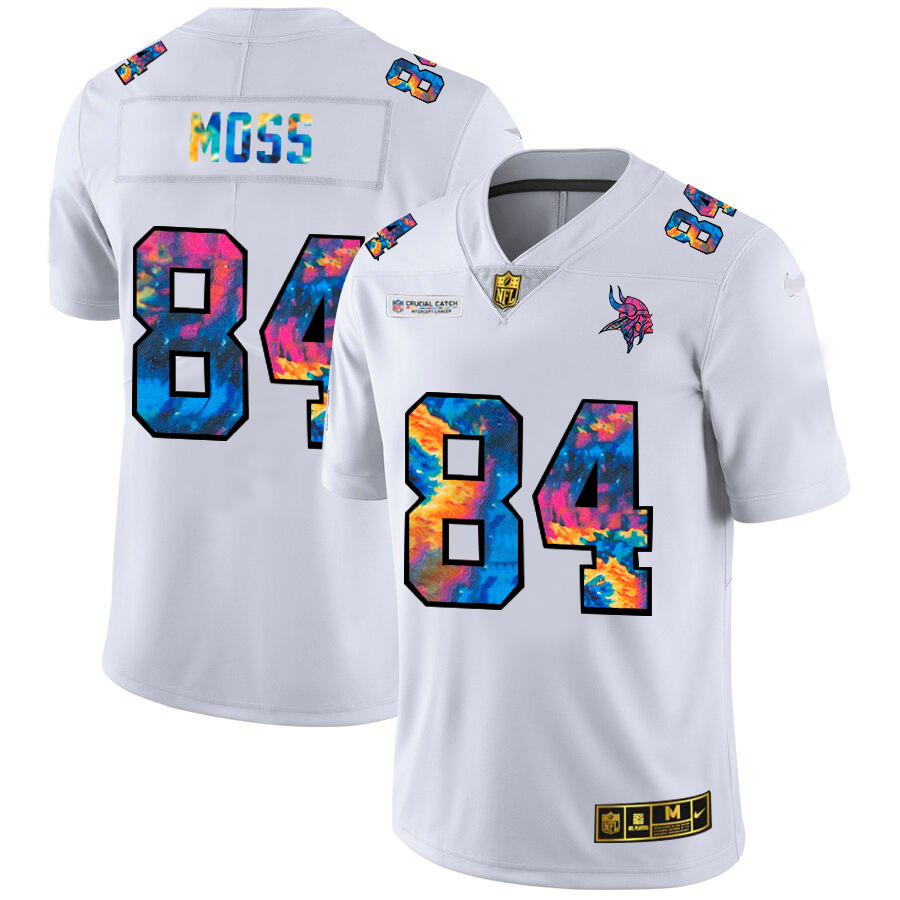 Minnesota Vikings #84 Randy Moss Men's White Multi-Color 2020 Crucial Catch Limited Jersey