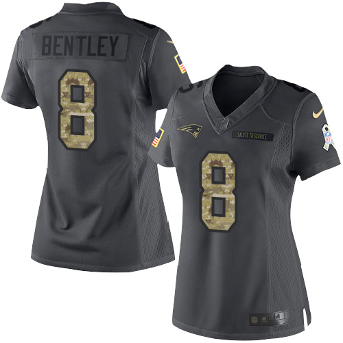 Patriots #8 Ja'Whaun Bentley Black Women's Stitched Limited 2016 Salute To Service Jersey