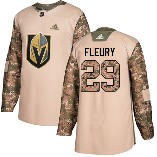 Adidas Golden Vegas Golden Knights #29 Marc-Andre Fleury Camo Authentic 2017 Veterans Day Stitched Youth Jersey Youth