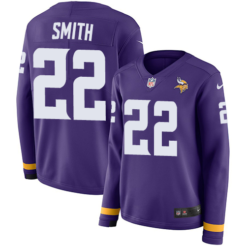 Vikings #22 Harrison Smith Purple Team Color Women's Stitched Limited Therma Long Sleeve Jersey
