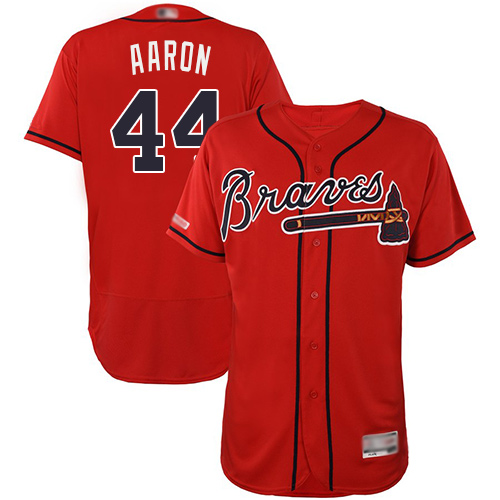 Atlanta Braves #44 Hank Aaron Red Flexbase Authentic Collection Stitched Jersey Men's