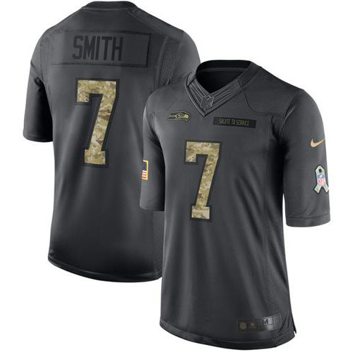 Seahawks #7 Geno Smith Black Youth Stitched Limited 2016 Salute To Service Jersey