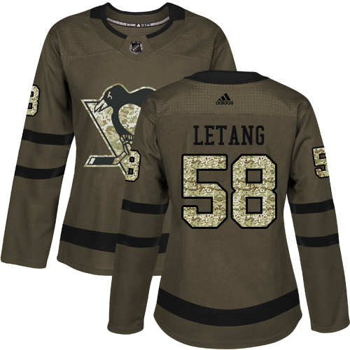 Adidas Pittsburgh Penguins #58 Kris Letang Green Salute to Service Women's Stitched Jersey Womens