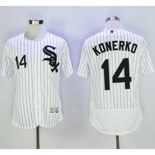 Chicago White Sox #14 Paul Konerko White(Black Strip) Flexbase Authentic Collection Stitched Jersey Men's