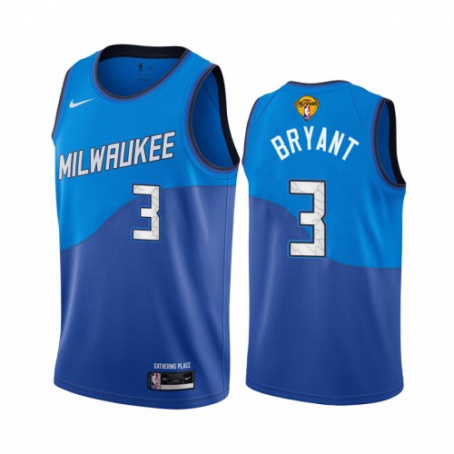 Milwaukee Bucks #3 Elijah Bryant Mens 2021 Finals Bound City Edition Jersey Blue Mens