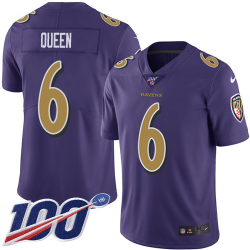 Ravens #6 Patrick Queen Purple Men's Stitched Limited Rush 100th Season Jersey