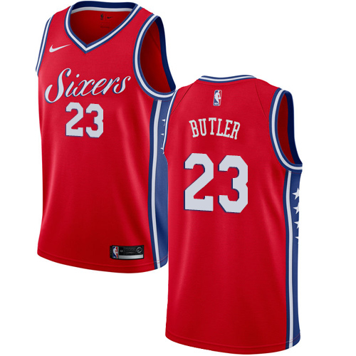 Philadelphia 76ers #23 Jimmy Butler Red Swingman Statement Edition Jersey Mens