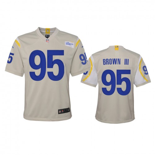 Los Angeles Los Angeles Rams #95 Bobby Brown III Youth Game Jersey - Bone Youth