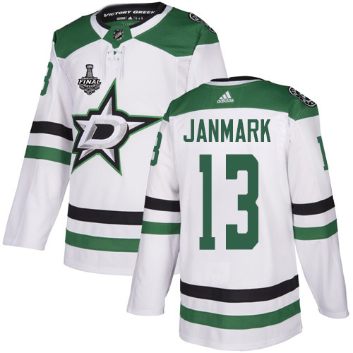 Adidas Dallas Stars #13 Mattias Janmark White Road Authentic 2020 Stanley Cup Final Stitched Jersey Men's