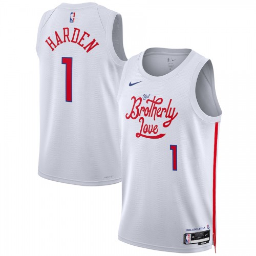 Philadelphia Philadelphia 76ers #1 James Harden Unisex White 2022-23 Swingman Jersey - City Edition Mens