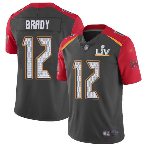 Buccaneers #12 Tom Brady Gray Youth Super Bowl LV Bound Stitched Limited Inverted Legend Jersey