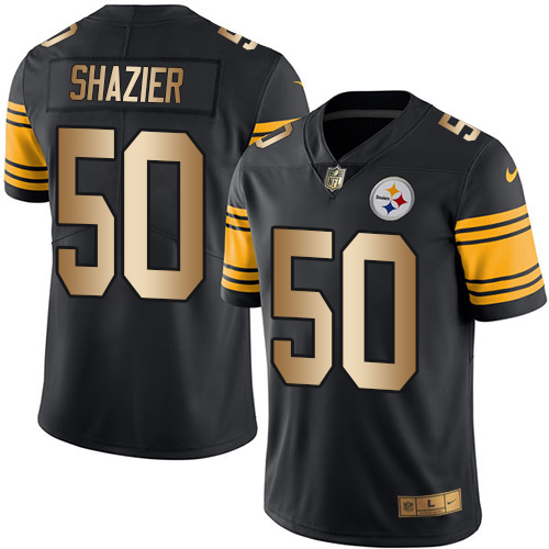 Pittsburgh Steelers #50 Ryan Shazier Black Men's Stitched Limited Gold Rush Jersey Men's