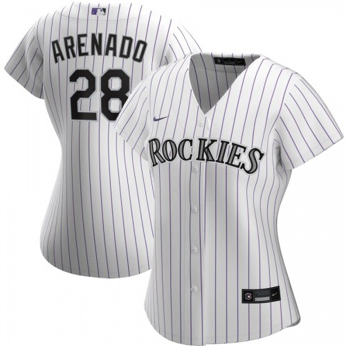 Colorado Colorado Rockies #28 Nolan Arenado Women's Home 2020 Player Jersey White Womens