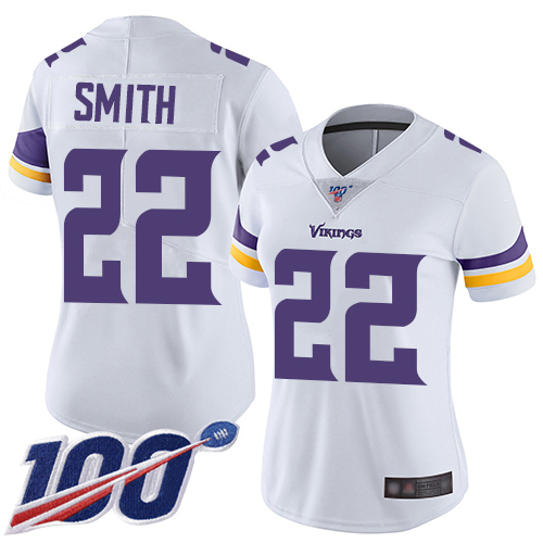 Vikings #22 Harrison Smith White Women's Stitched 100th Season Vapor Limited Jersey