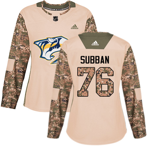 Adidas Nashville Predators #76 P.K Subban Camo Authentic 2017 Veterans Day Women's Stitched Jersey Womens